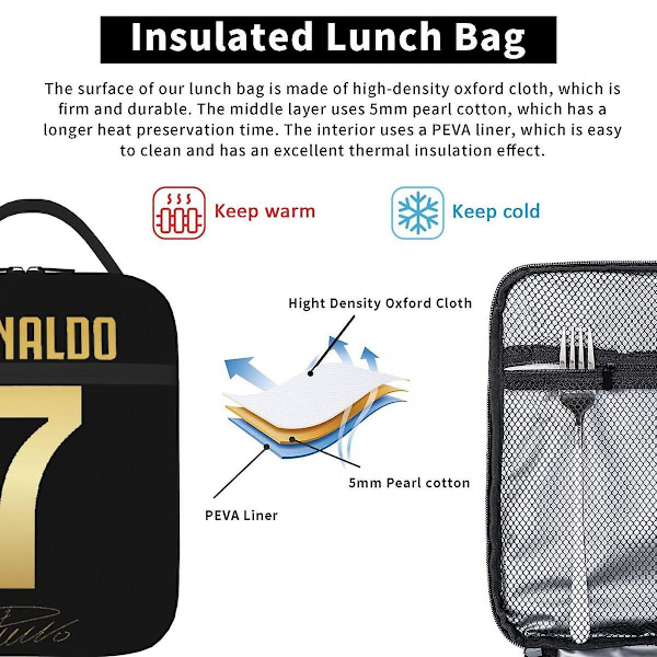 Cr7 Cristiano Ronaldo Isolerade Lunchväskor Termisk Väska Lunchlådor Termisk Lunchlåda Lunchväska för Kvinnor Barn Resor 14