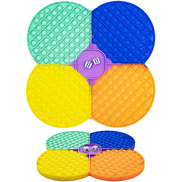 Stor Pop Spel Fidget Leksaker, Jumbo Regnbåge Schackbräde Tryck Bubbla Popper Fidget Sensoriska Leksaker med 2 Tärningar, Jätte Stress Relief Fidget Leksaker att Leka Med