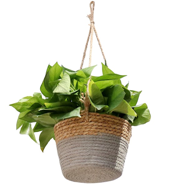 Jute Tau Hengeplanter - Sammenleggbar Sjøgress Makrame Kurv