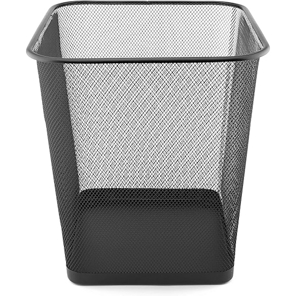 Skrivebordsaffaldsspand 18L - Mesh Metal Gitter Papirkurv, Kontor, Soveværelse Affaldsspand, Metal Affaldsspand - Sort