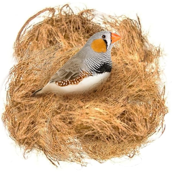 Kokosfiber för fåglar, parakit bomaterial för bekväm bäddning i holk, perfekt för bobygge och gömställen, 80 g