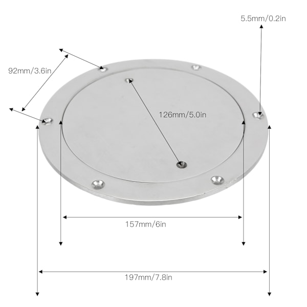 6 tommer dækplade luge dæksel rund 316 rustfrit stål vandtæt skridsikker spejlpoleret overflade