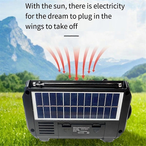 Radio Håndsveiv Kraftgenerering Solcellelading Trebånds Bluetooth Kort MP3 Multifunksjonell Radio