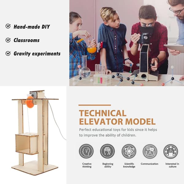 Træ Elevator Børnelegetøj: DIY Elevator Sæt Løfter Elevator Model DIY Håndværkssæt Tidlig Uddannelse Læringslegetøj
