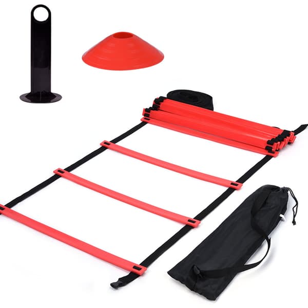 Speed Agility Train Kit, 19Ft Flat Ladder 10 stk. Disc Cones for Atletisk Trening