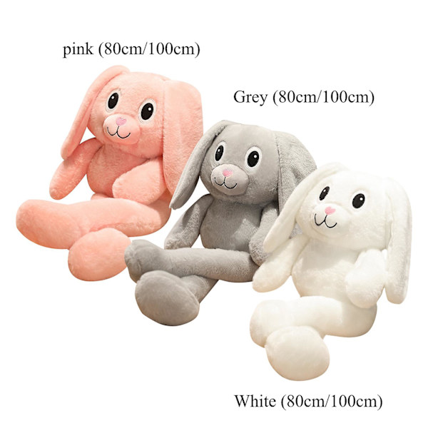 Pupu söpö pieni pehmotäytetty eläin pupu kani pehmolelu korvalle vedettävä nukke Grey 100cm