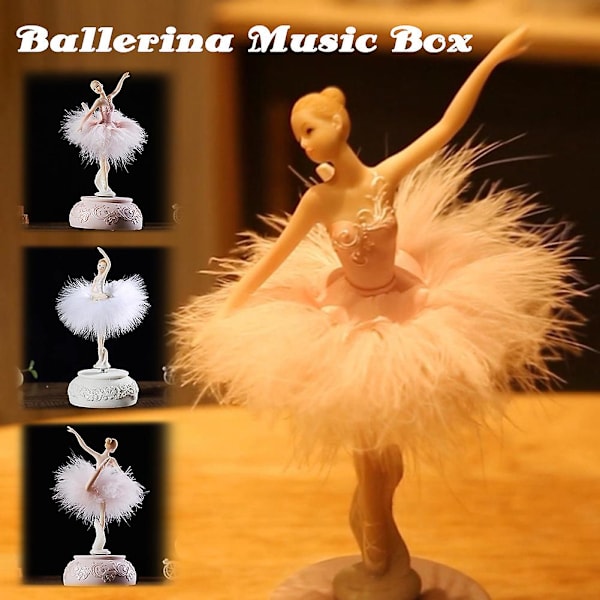 Speldosa Ballerina Dansande Flicka Svanen Sjön Karusell med Fjäder för Födelsedagspresent