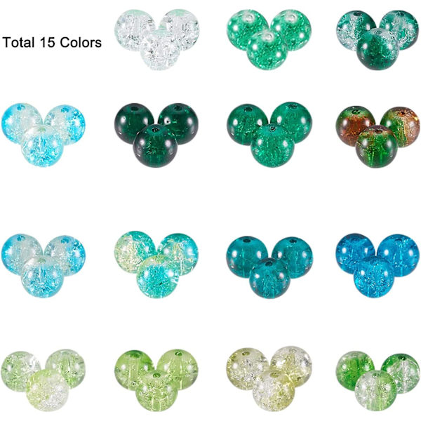 15 Väriä 8mm Vihreitä Halkeilevia Lasipalloja Pyhän Patrickin Päivän Lasipalloja Pyöreitä Lampwork-helmiä Pyhän Patrickin Kaulakorun Rannekorun Korujen Valmistukseen