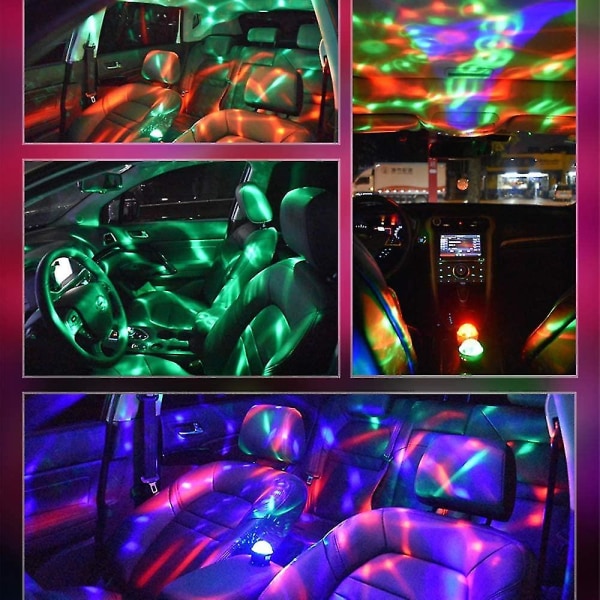 Discoboll för bil Discoljus med ljudaktiverade flerfärgade lampor Mini discokula Dj Discolampor för bilrum Musiklampor