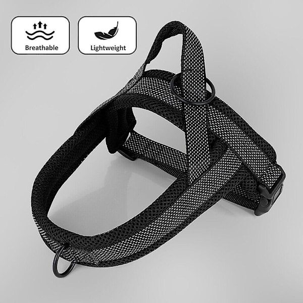 Sikkerhedsreflekterende hundesele, trækfri, frontmonteret til kæledyr, Beagle Rottweiler Black L:Chest 66-84cm