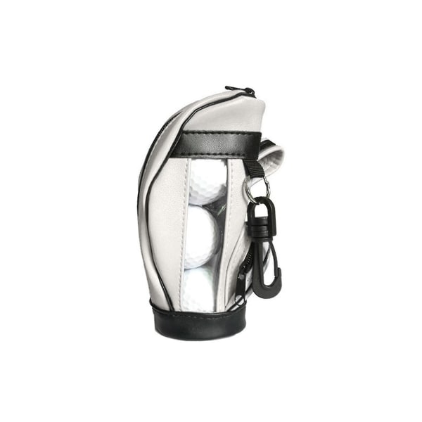 1 set Golfbollsväska Synlig design Dammtät dragkedja anti-scratch Slitbeständigt konstläder Portabel case Midjehållarväska Go White