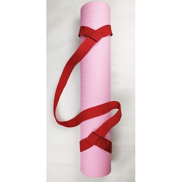 Yogamattrem med justerbara öglor för att passa alla mattstorlekar röd (matta ingår ej)