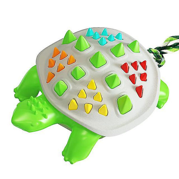 Meows Dog Chew Toys Tandborste Sköldpadda Form Gnid och ren tand Ta bort tandsten Dulable slickande bett Green white