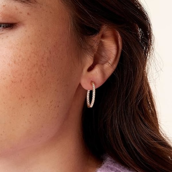 Sterling Sølv Cubic Zirconia Hoop Øredobber 30/15mm