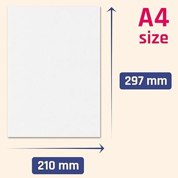 Vit, A4 300 g/m² Färgad kartong, 50 ark