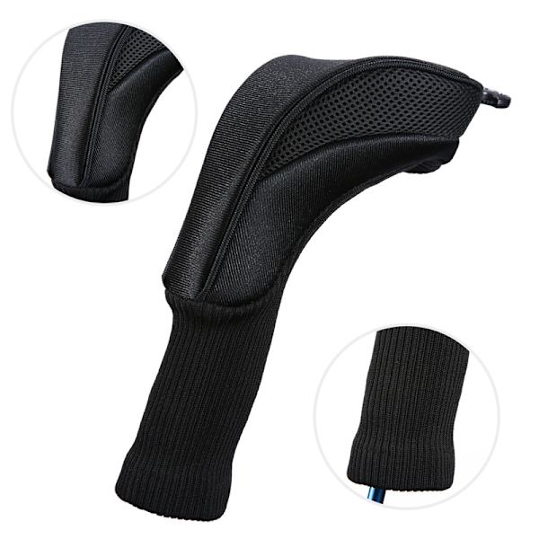 Golf Club Head Covers för Fairway Woods Driver Hybrids 3st Long Neck Mesh Golf Club Headcovers Set Black