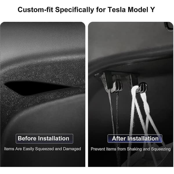 Bagagerumskrog til Model Y 2020 2021, Bagagerums-poseholder Organizer Krog Holdere Clips Interi-YUHAO