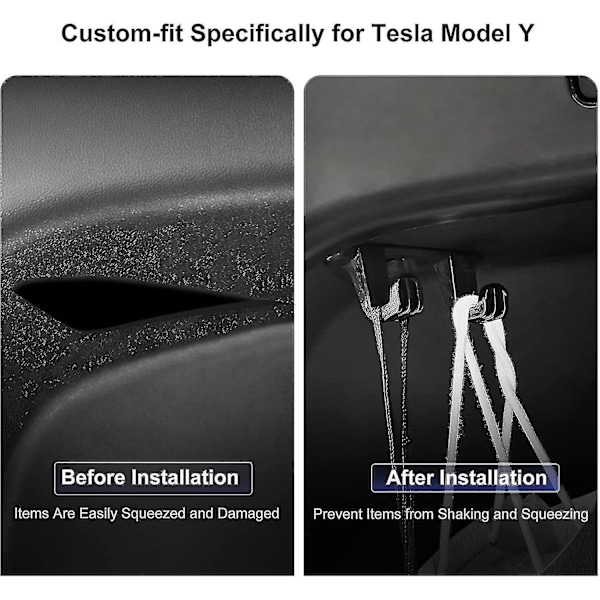 Bagasjeromskrok for Model Y 2020 2021, Bagasjerom Bak Dagligvareposeholder Organizer Krok Holdende Klemmer Interi-YUHAO