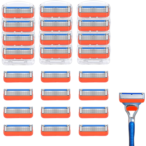 24 Skrablade, udskiftningsblade til barbermaskine, 5-bladede, kompatible med vådbarbermaskine til mænd, gave til manuelle barberblade
