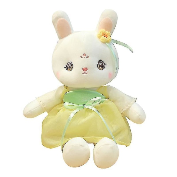 Hanfun kaninukke söpö antiikin tyylinen mekko Kaninukke Kangasnukke söpö tyttö kanilelu Yellow 23cm