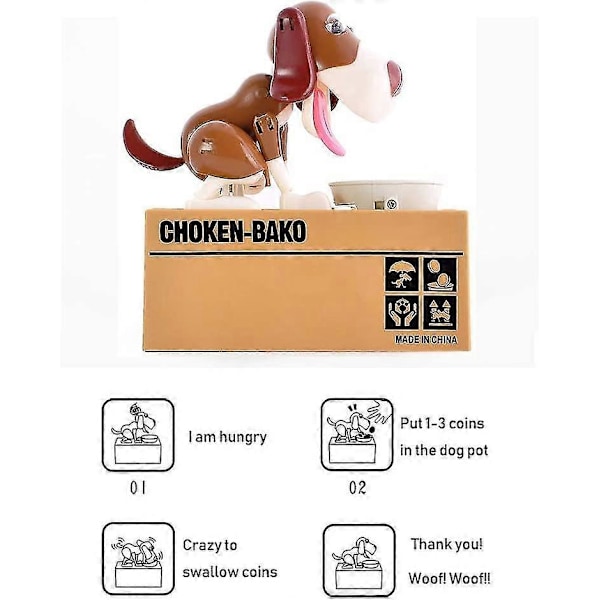 Choken Bako Spargris, Myntsparbössa Hungrig Valp Ätande Hund Spargris Rolig Flygande Hund Mynt