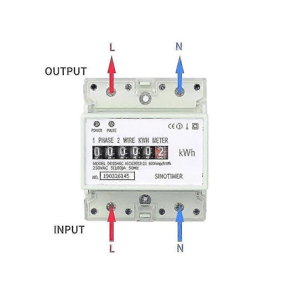 Elektrisk enfase to ledninger AC 220v 100a Energimåler Kwh Teller Forbruk Analog Elektrisitet