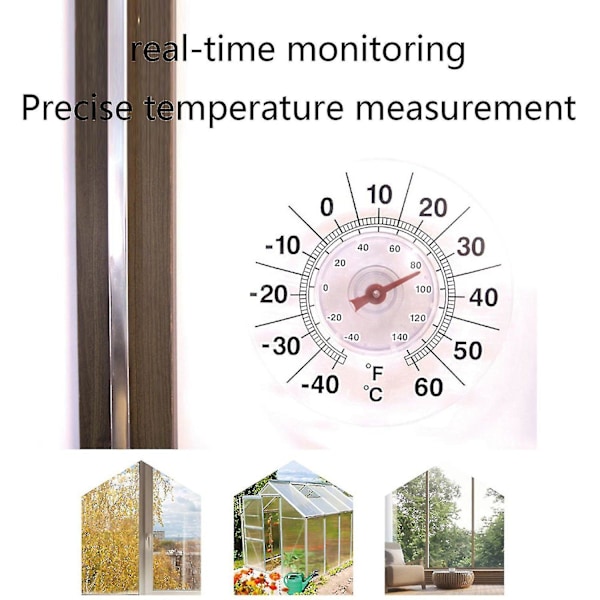 Fönstertermometer Temperatur Inomhus/utomhus Urtavla Rund Sugpropp På Fönster