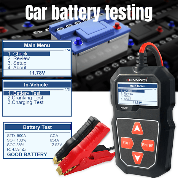 KONNWEI KW208 Bilbatteri Resistans Tester