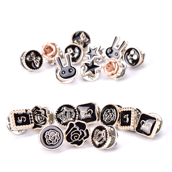10 kpl/ set Mini Pearl Flower Crystal rintakorun napit black gold