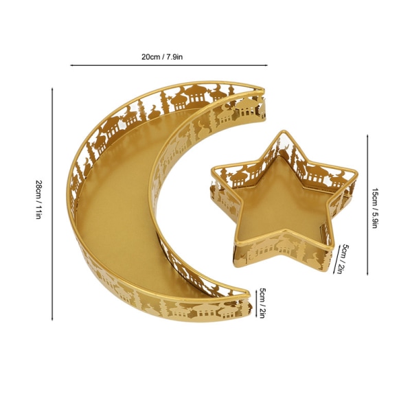 JFJC Moon Star Form Brickor Bord Dekorativa middagstallrikar Frukt Dessert Nötter Serveringsbricka Guld Färg