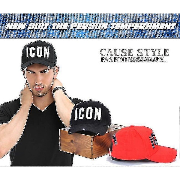 Høykvalitets 100% Bomull Justerbar Baseball Caps Ikon Monogram Svart C