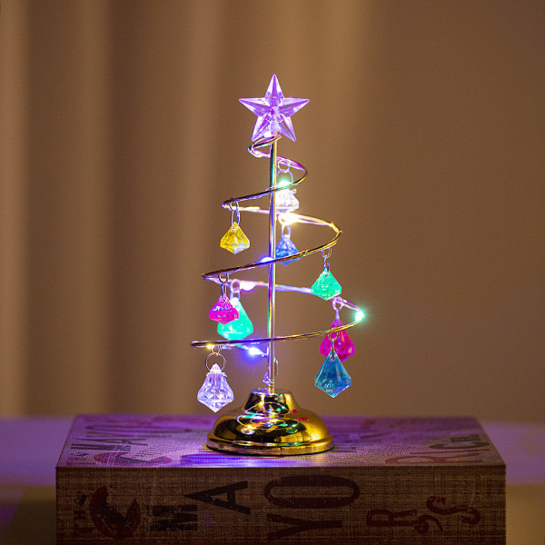 Christmas Ornament with Crystal Ball,LED Lighted Desk Decoration Star Ornament Display Metal Stand Tabletop Light Holder, multicolour multicolour large