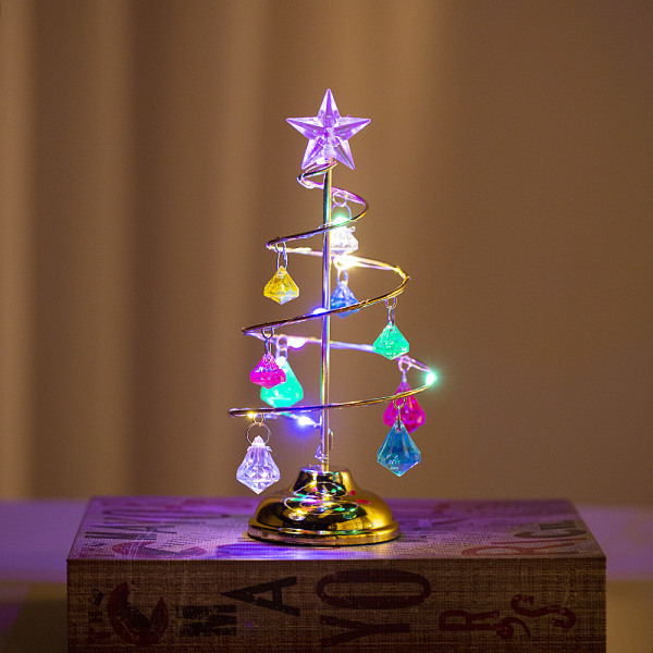 Julepynt med krystallkule, LED-belyst skrivebordsdekorasjon Stjernepynt Display Metallstativ Bordlampeholder, flerfarget multicolour medium
