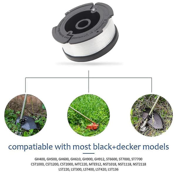 6-pakning spole med 2 deksler for erstatning Black Decker gressklippere erstatningsspole kantklipper