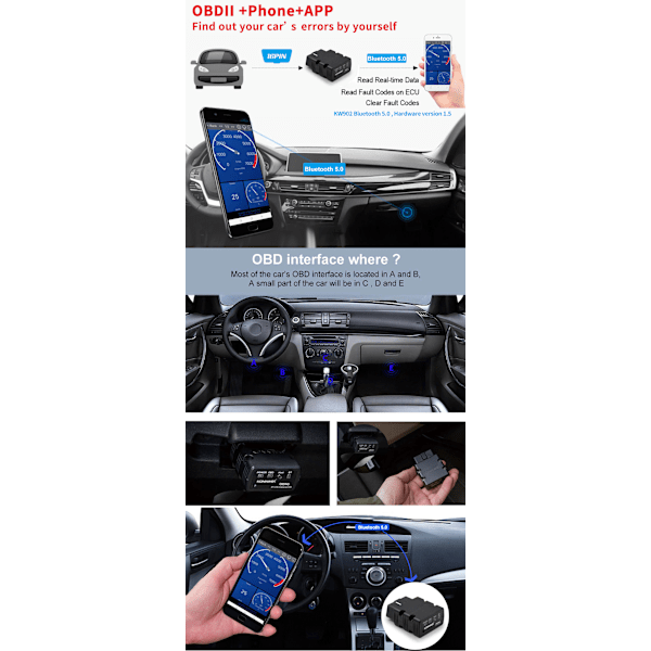 KW902 Bluetooth 3.0 uppgradering 4.0 5.0 bil felkodsläsare dual mode stöd Android och IOS