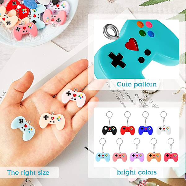36 Stk. Videospil Controller Charms Farverige Spil Controller Nøglering Vedhæng Charms Videospil Resin Charm til DIY Smykkefremstilling Halskæde Armbånd