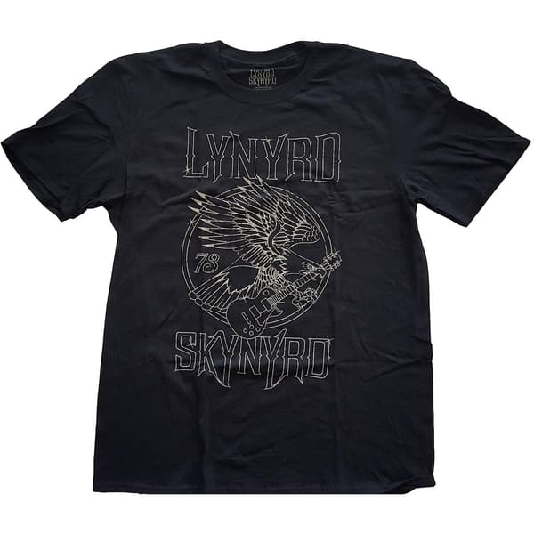 Herr Lynyrd Skynyrd '73 Eagle Gitarr T-shirt Stor Svart-oooa191 M