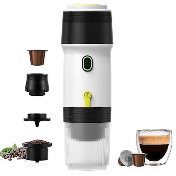 Kannettava sähköinen espressokone jauhetulle kahville ja kapselikahville, 7500mAh kylmäuutettu ja itselämmittävä kahvi