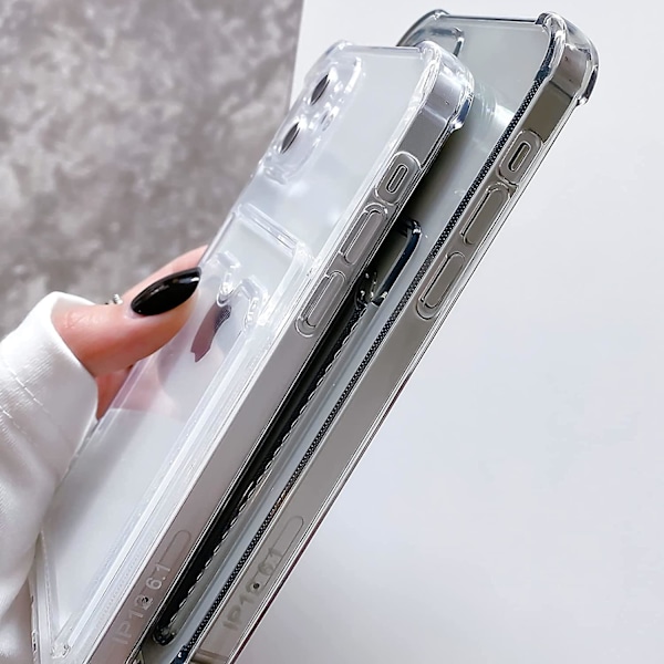 Genomskinligt Plånboksfodral för iPhone 12 Pro Max Uppgraderat Kortfacksfodral Slimmad Passform Skyddande Mjuk TPU Stötsäkert Skal med Söt Korthållare för Apple iPh