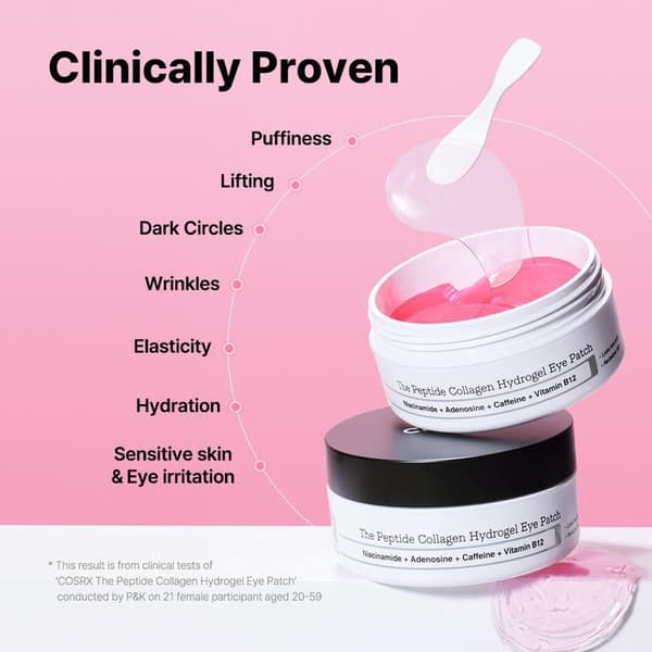 Pink Peptides Kollagen Hydrogel Øyelapp for Puffy Øyne 2pcs