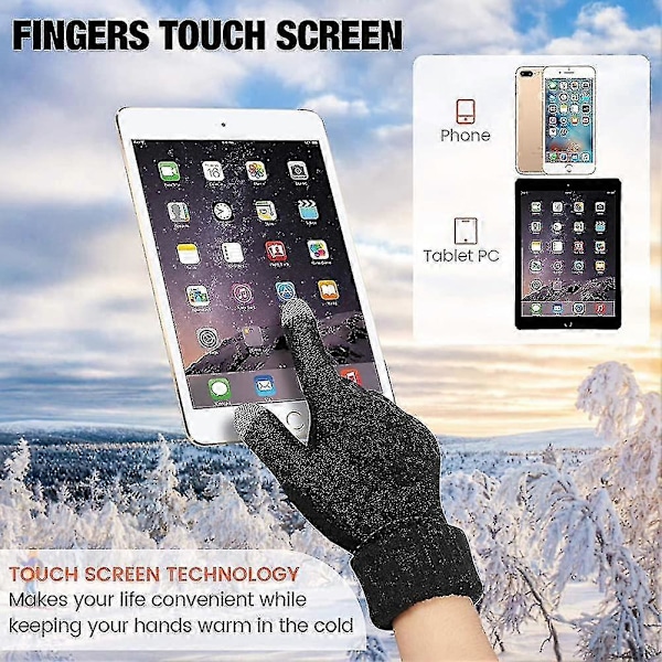 4 par dame vinter touch screen handsker varme fleeceforede strikhandsker elastiske