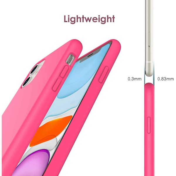 Silikonskal för iPhone 11 (2019) 6,1 tum, Silkeslen mjuk Full-body skyddande skal, Stötsäkert skydd med mikrofiberfoder, Drakfrukt