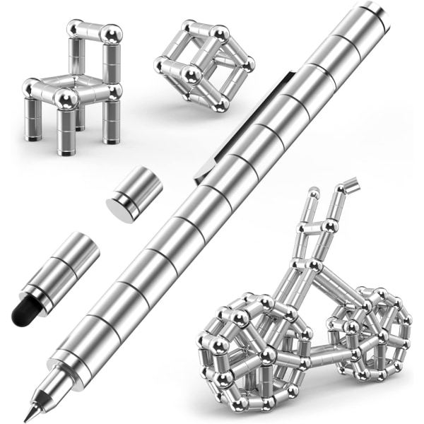 Creative Metal Magnetic Pen Decompression Toy Fidget Pen Silver