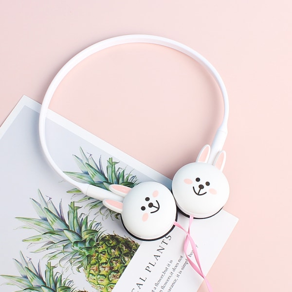 Tecknade hörlurar med trådbundna headset white