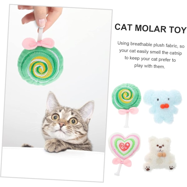 4-pack kattmynta leksaker tecknad katt plyschleksaker