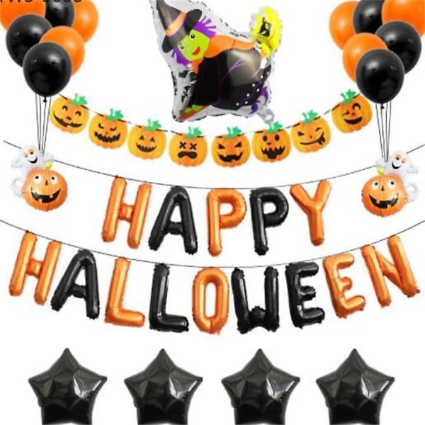 Halloween ballongsett skjelettgresskar, halloweenatmosfære