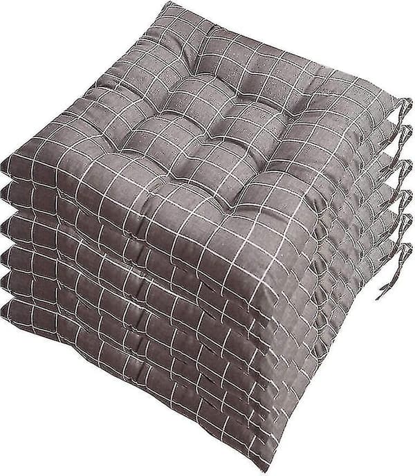 Sett med 6 stolputer 40x40, Dekorative puter Stolputer Hageputer 12 sting i ett Ulike mønstre, Polyester (A)