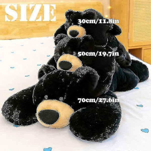 Vektet Angst Dinosaur Plysj Leketøy Kastepute/søt Dinosaur Utstoppede Dyr Dukke For Gutter Jenter-utmerket Black Bear 30cm 11.8 inch