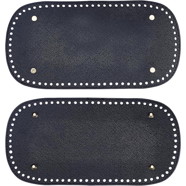 Svart Virkad Väska Botten Bas 30x15cm Oval PU Läder Väska Formningsplatta med Spikhål för Vävd Läder Väska Axelväska, 2 Stycken, Hål: 4mm