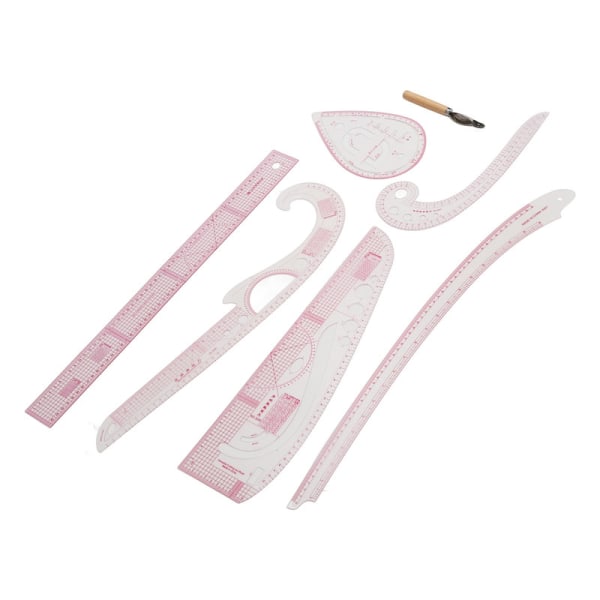 JFJC 7st fransk kurvlinjal Transparent PVC CM MM Set sömnadslinjal med hög noggrannhet för gör-det-själv